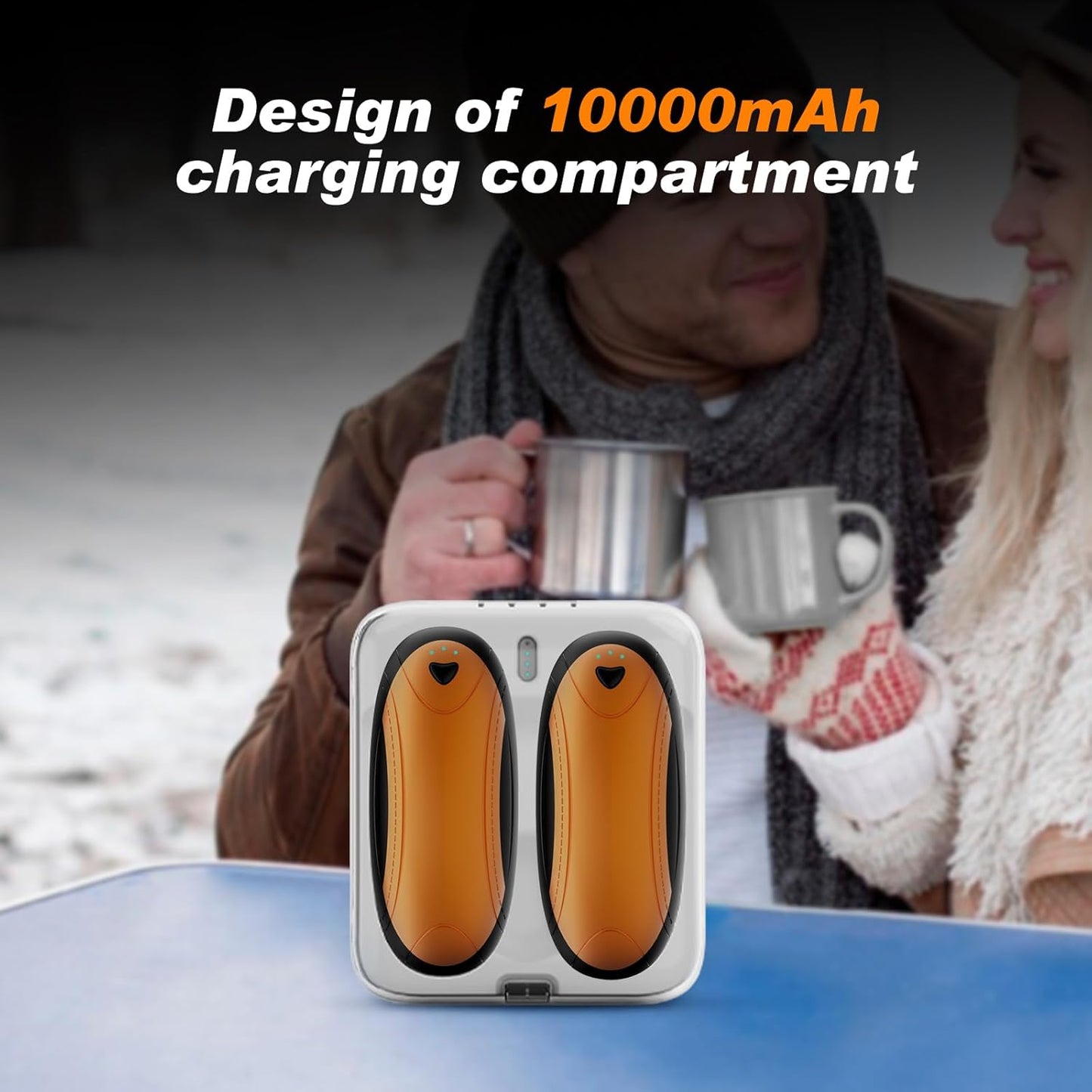 Hand Warmers 2 Pack with 10000mAh Charging Box,Portable Pocket Heater,24Hrs Long Safe Heat,Outdoor, Travel, Golf, Hunting, Camping,Gifts for Men Women