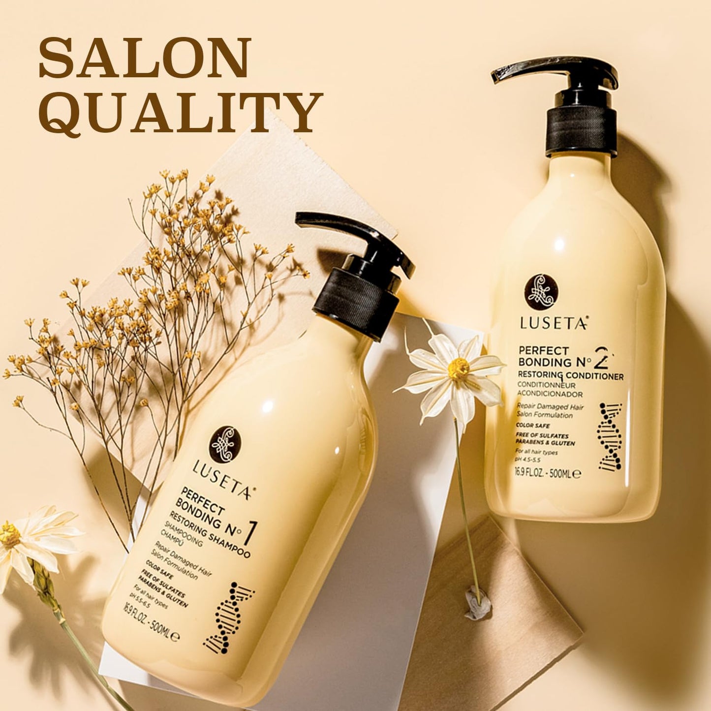Luseta Salon Shampoo and Conditioner Set with Rosemary Oil, Acidic Bonding, Shampoo and Conditioner Sulfate Free for Women Hair Care, Repair Routine Shampoo and Conditioner for Hair Loss 2x16.9 oz