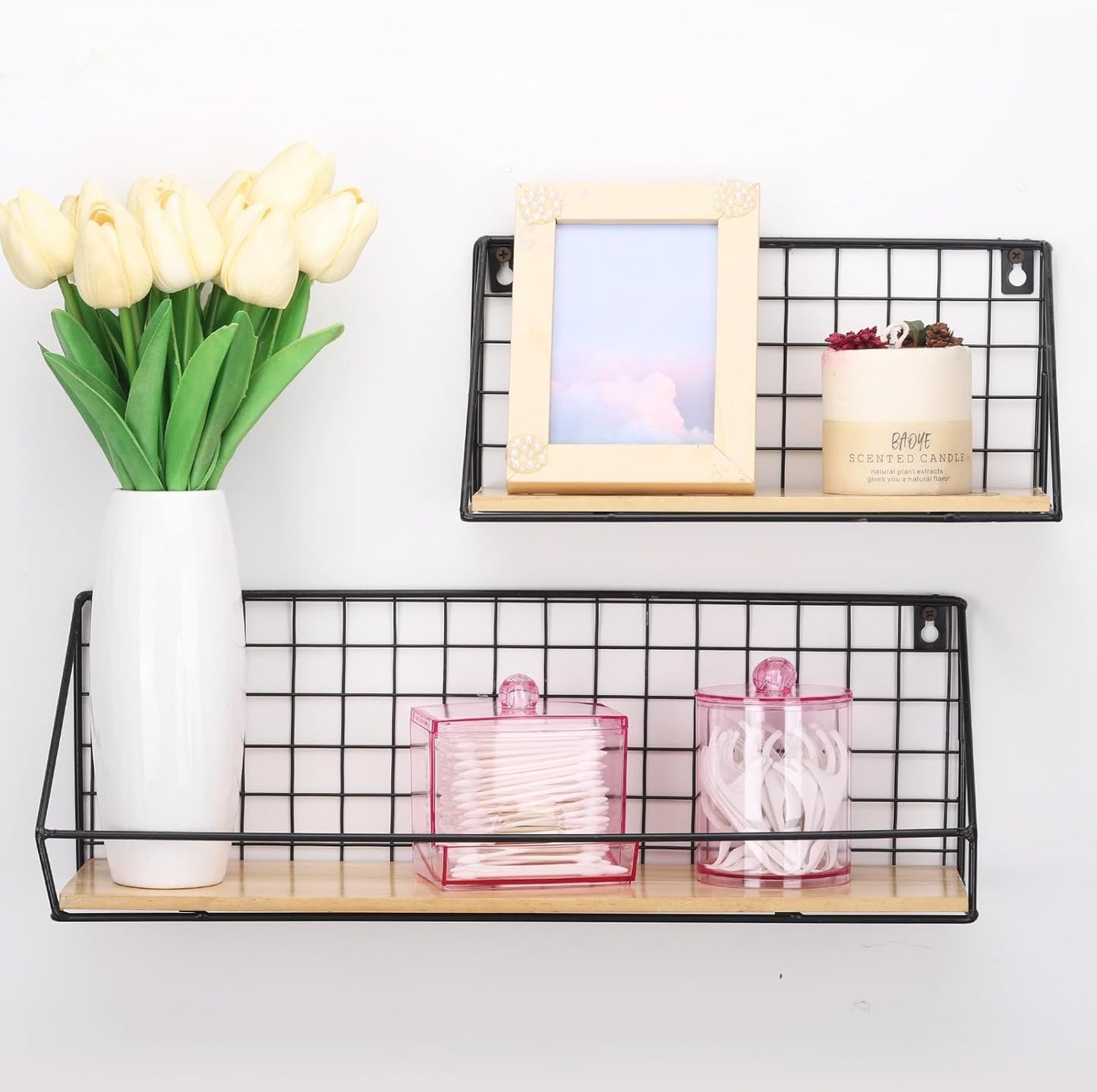 Tbestmax Qtips Dispenser, 10/12 oz Big Cotton Ball Holder Bathroom Container,Plastic Apothecary Jar Organizer for Storage Cotton Swab, Cotton Round Pads, Floss Picks - Pink