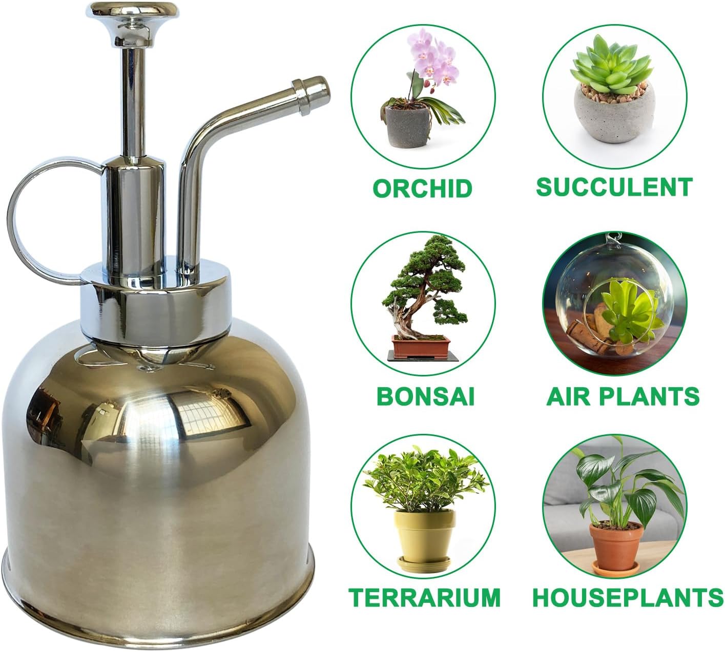 Plant Mister Spray Bottle Stainless Steel Plant Sprayer, Small Watering can Plant Spray Bottle Modern Gardening Tools for Indoor Potted Plants Watering and Spraying