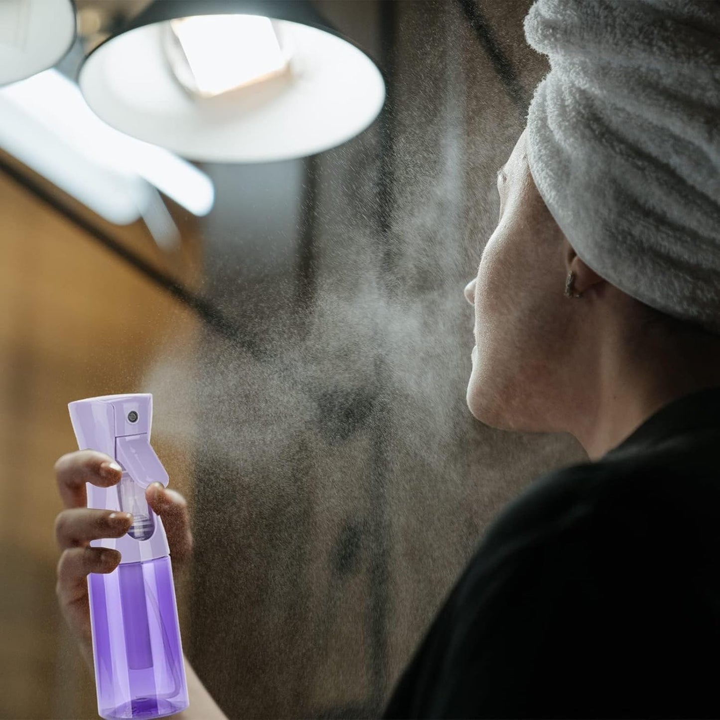 Spray Bottle for Hair (6.8OZ /200ML) Continuous Ultra Fine Mist Sprayer for Hair, Salons, Barber, Plants, Skin Care, Cleaning 2 Pack Purple