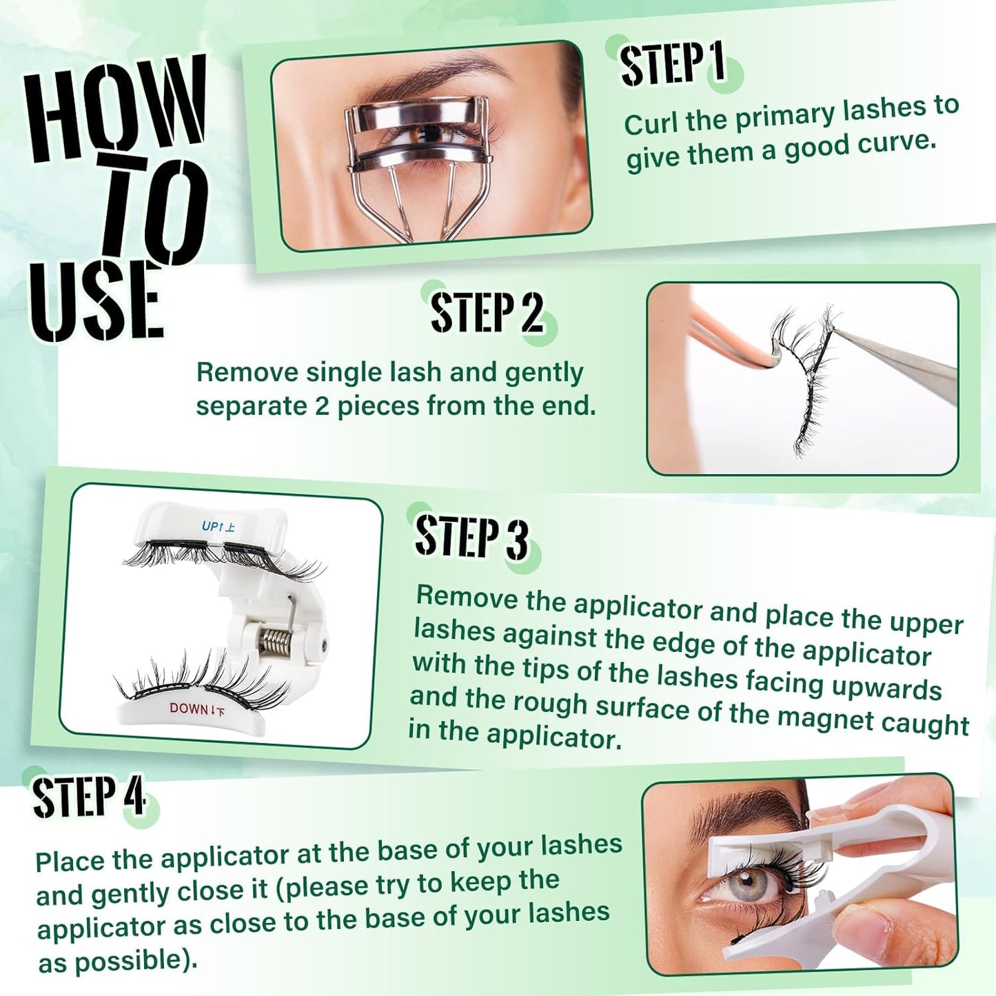 KEYYOU Magnetic Eyelashes Kit: No Glue Reusable Eyelashes, Single Pair, Radiant, Black, Faux Mink, Soft, Lightweight, Natural Appearance