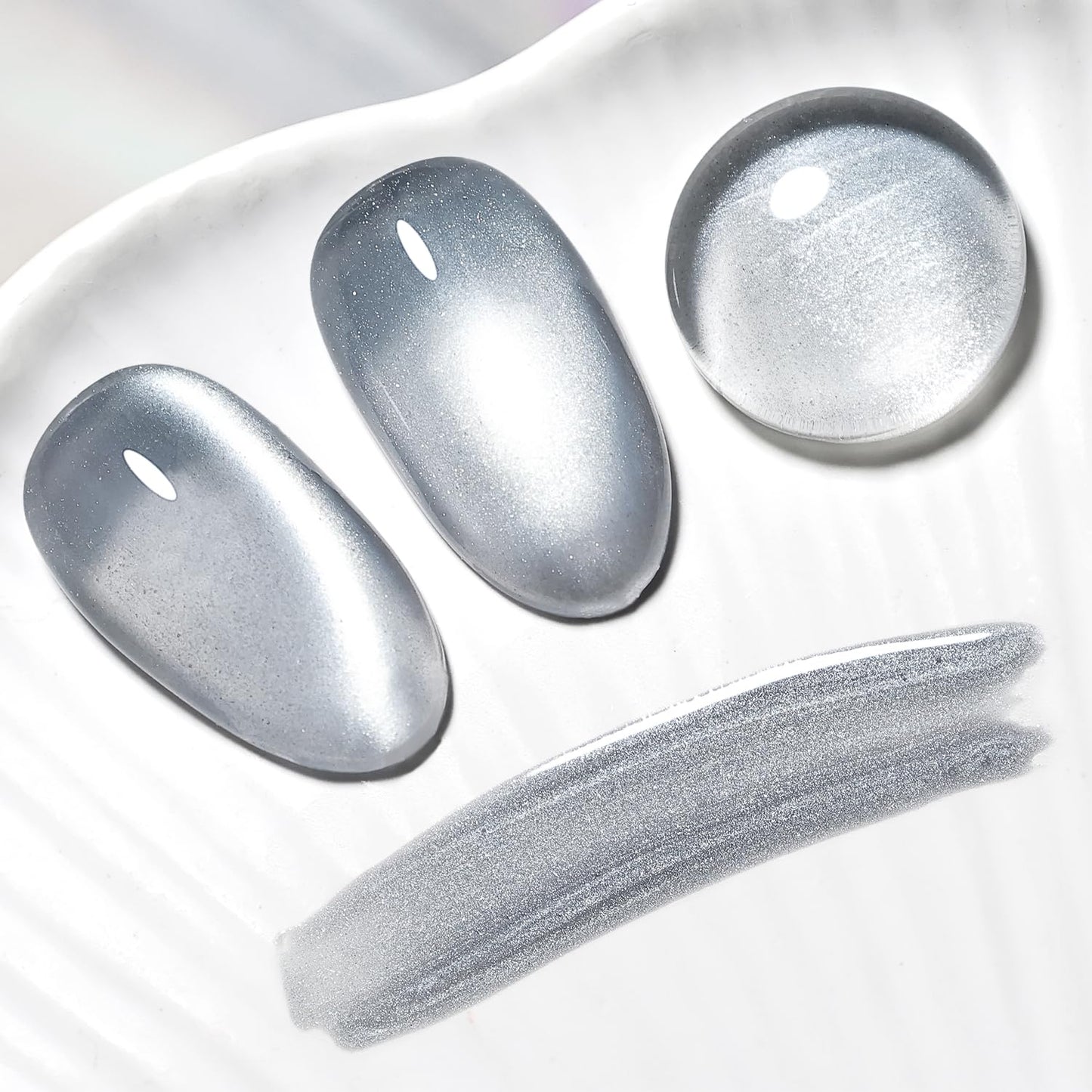 JODSONE 16.5ml Cat Eye Gel Nail Polish Silver Glitter Magnetic Reflective Translucent Need U V Curing