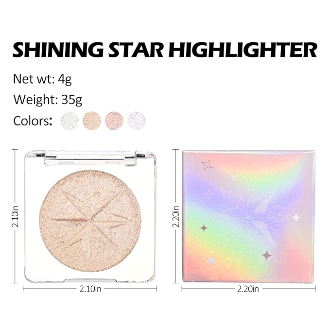 Erinde Pearl Shimmer Glitter Highlighter Highlight Makeup Contour Powder, Silver Highlighter Face Illuminator Highlighter, Highlighter Makeup iluminadores Illuminator for Face Body Cheek