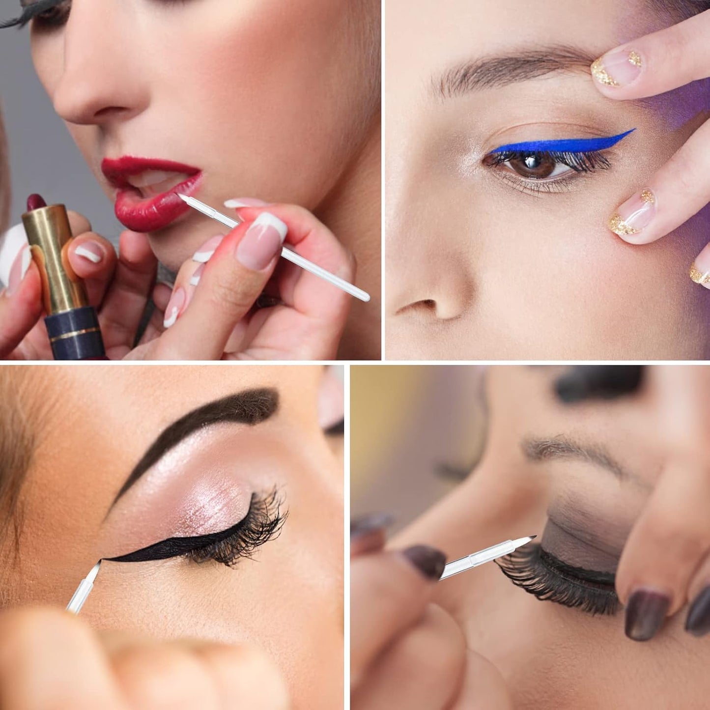 G2PLUS 100PCS Disposable Liner Brushes, Eyebrow and Liner Brush Applicator, Cosmetic Eye Wands for Lip Liners, Eye Makeup, Eyelashes and Detail Painting (Crystal Transparent)