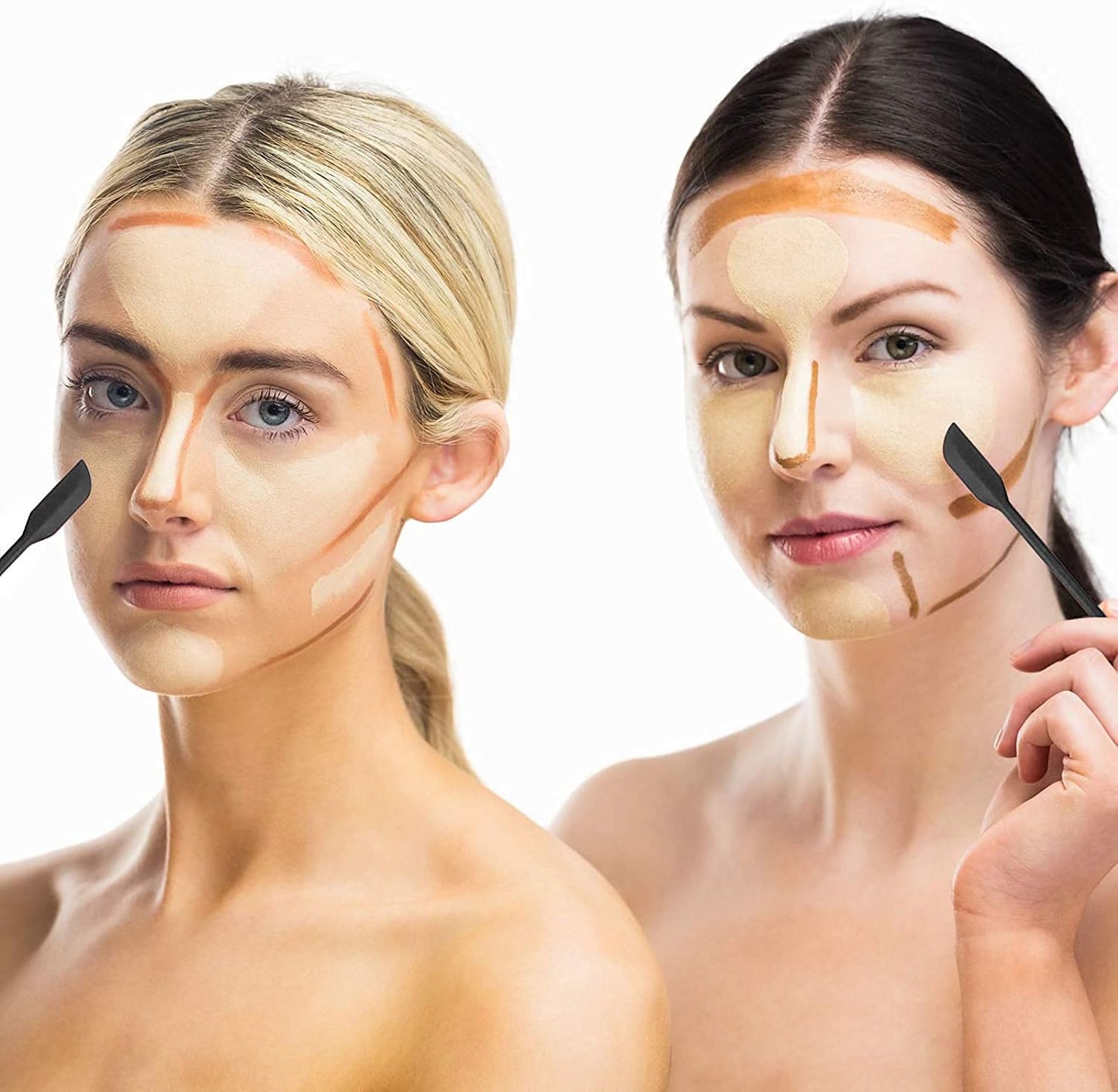 Mini Spatula Silicone Spatula Set - 4pcs Small Makeup Scrapers for Cosmetics, Reusable Beauty Tiny Tools, Thin Jar Scraper, Get the Last of the Makeup Out of the Bottle(Black)