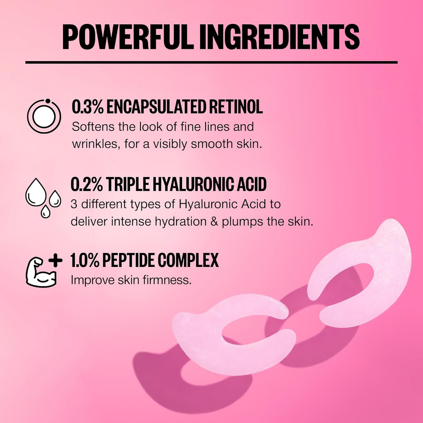 PEACE OUT Retinol Eye Lift Patches to Lift, Firm and Revitalize Tired Eyes, 360° Coverage Targets Fine Lines & Wrinkles, 5 Count