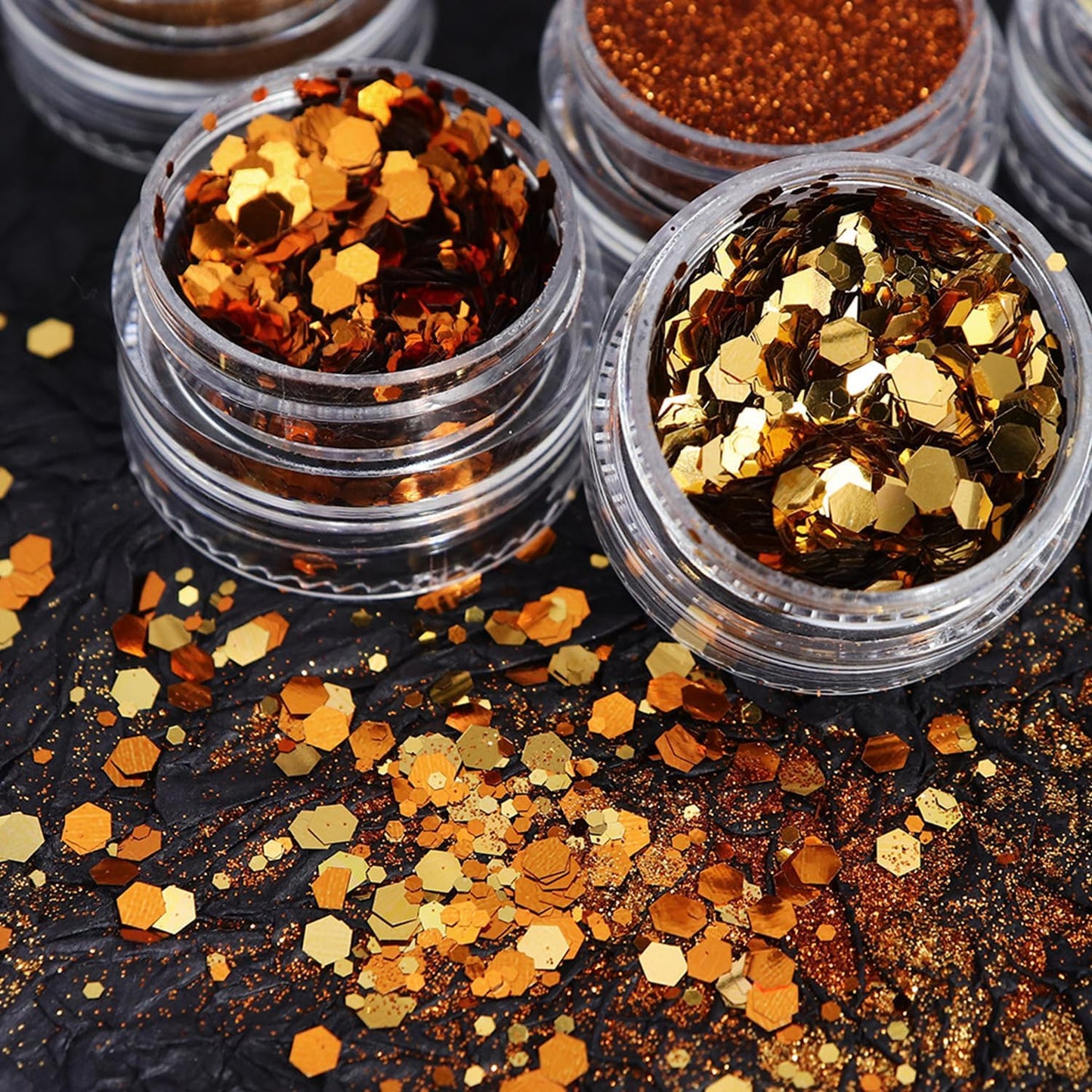 Fall Nail Art Glitter Maple Leaf Nail Sequins Flakes, 2 Colors Manicure fine Glitter Powder, 3D Holographic Orange Red Nail Stickers Decals Supplies Nail Charms for Women Girls 6 Box