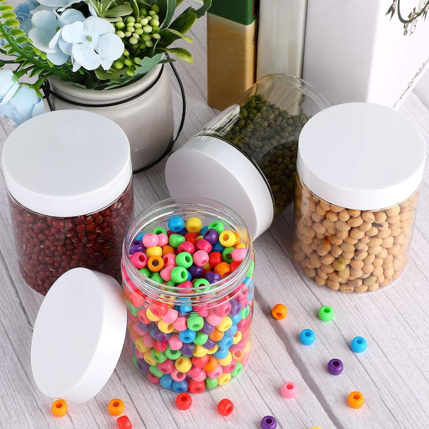 SATINIOR 36 Pieces 2.5 oz Plastic Jars with Lids Wide Mouth Airtight Reusable Container Acrylic Cosmetic Small Jars for Lotions Ointments Travel Toiletries Creams Make up Storage(White)