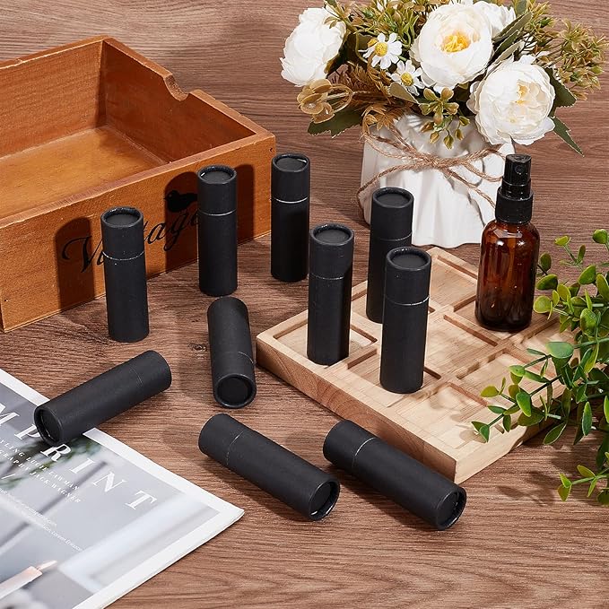NICENEEDED 10 Pcs Kraft Paper Lipstick Tube, 0.6 Oz Paperboard Lip Balm Tubes, Cardboard Empty Deodorant Container Solid Perfume Tube Cosmetic Box for DIY Chapstick Deodorant Crayon