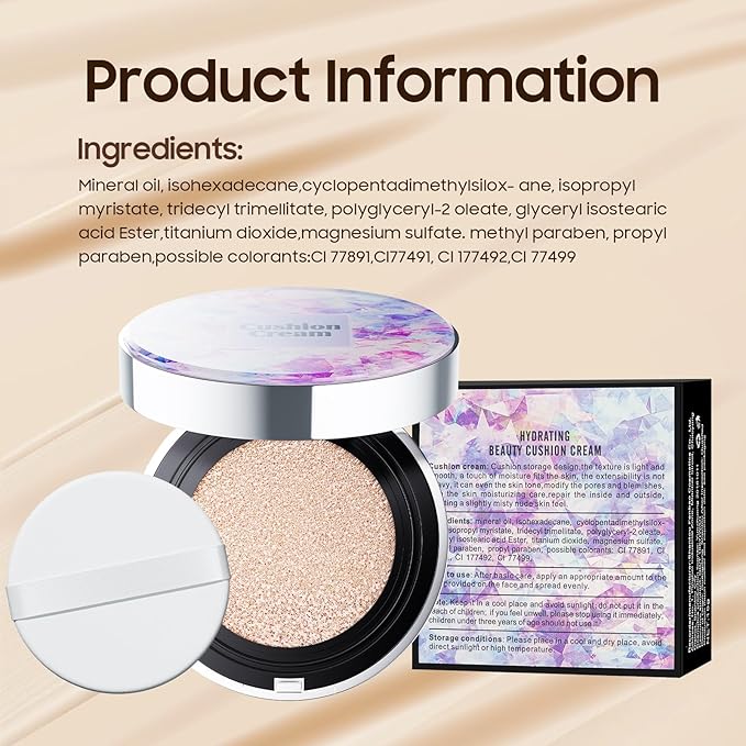 Mushroom Head Air Cushion CC Cream - BB Cream Foundation Makeup Moisturizing Concealer Long-Lasting, Cushion Foundation Full Coverage Self Adjusting (Natural, 1 PCS)