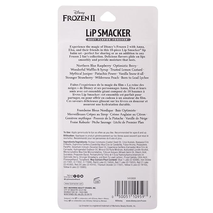 Lip Smacker Disney Frozen 2 Party Pack - 10 Moisturizing Lip Balms, Clear Matte, Hydrating & Protecting - Cruelty-Free- Frozen 2