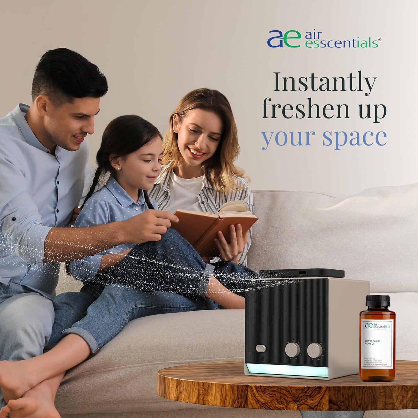 Saffron Suede Aroma Oil, Essential Oils Blend for Diffusers & Scent Machines, Bergamot Fresh & Light Floral, Aromatherapy, Cold Air Diffuser Compatible, 300 mL