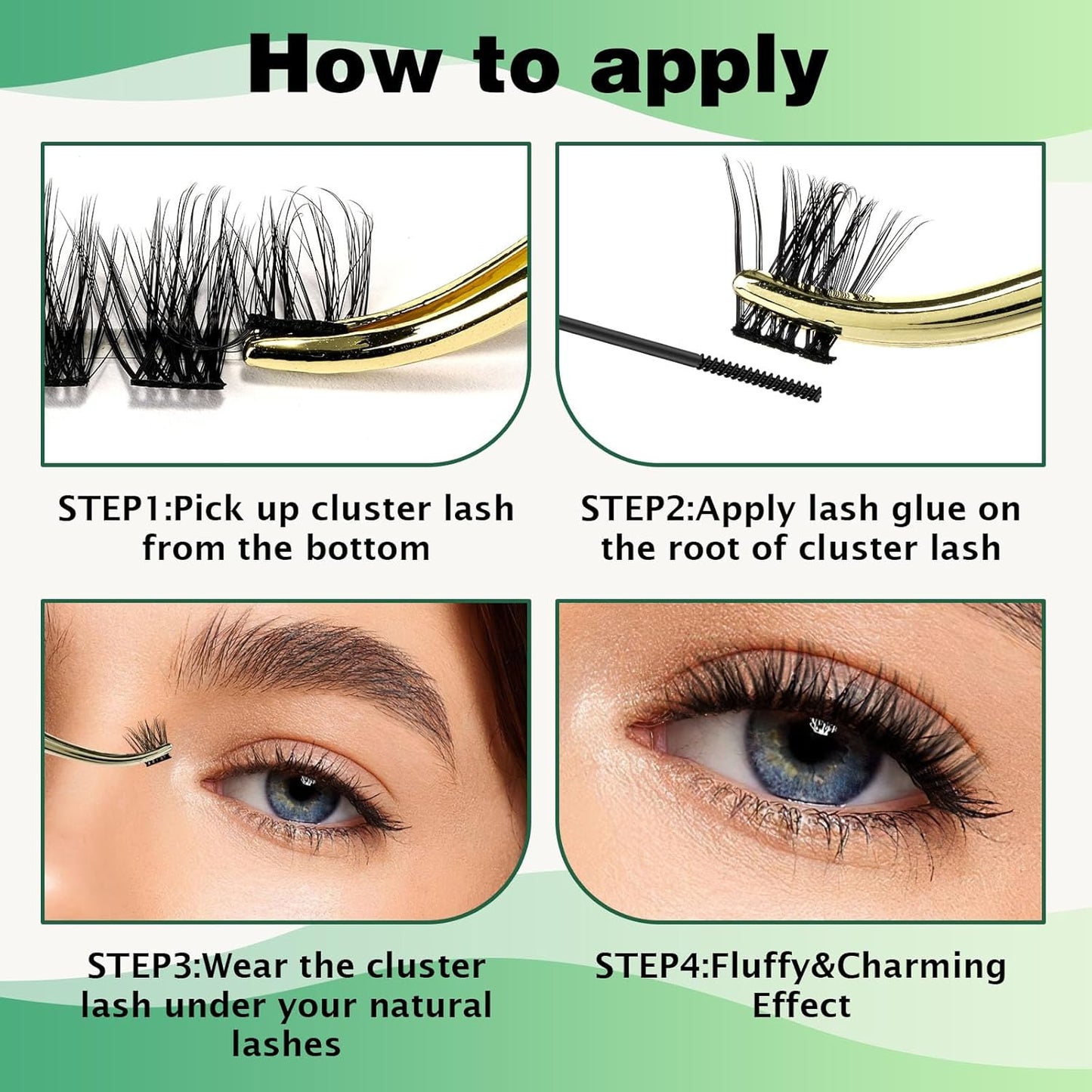 Lash Clusters 96pcs Individual Lashes D Curl 12mm Eyelash Clusters KEYYOU Volume Wispy Lash Extension Soft&Comfortable Easy DIY at Home(Y08,D-12mm)