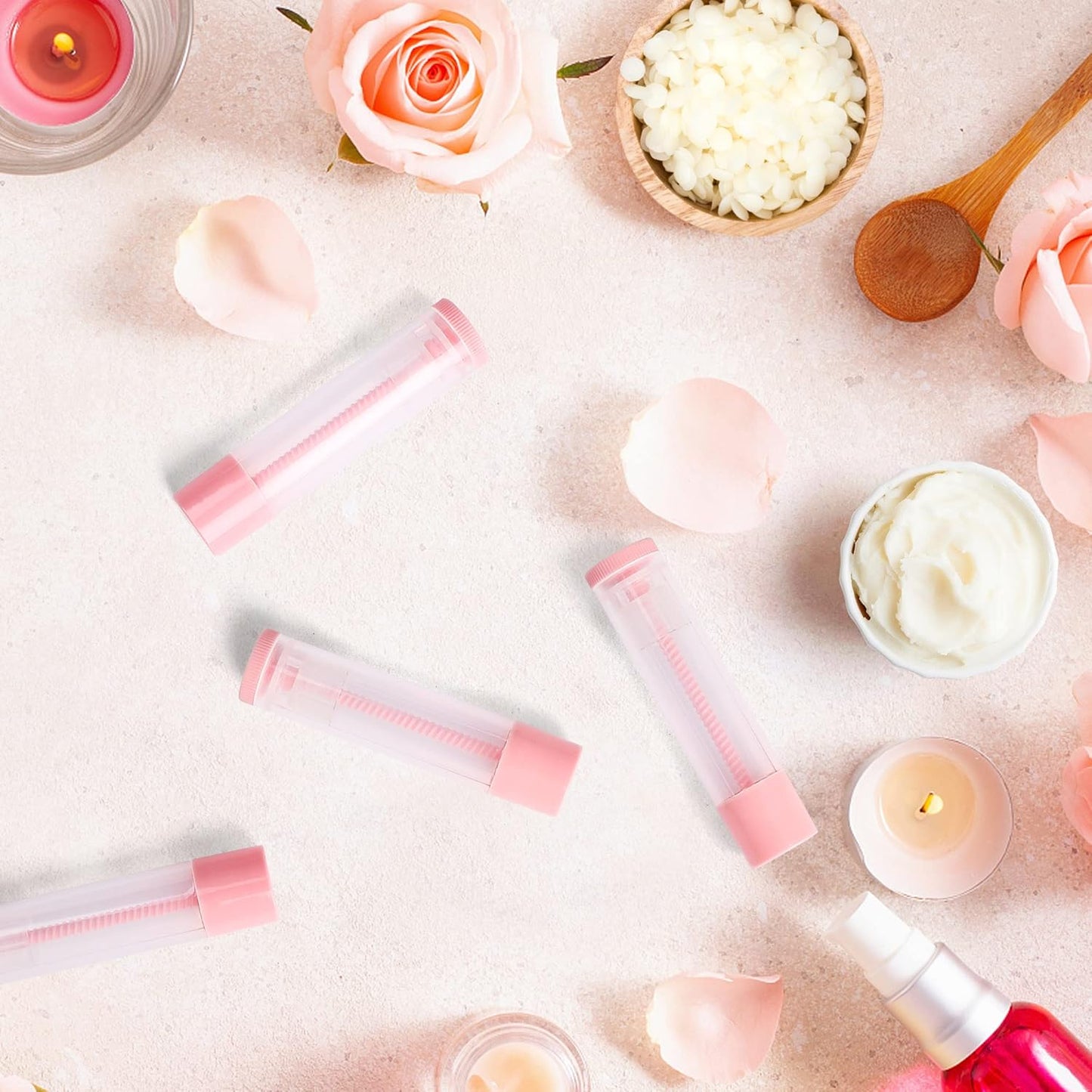 LotFancy Lip Balm Tubes Empty, 60PCS 5.5ml (3/16 Oz), Clear Lip Balm Container Tubes with Pink Caps, BPA Free & Leak Free, Refillable