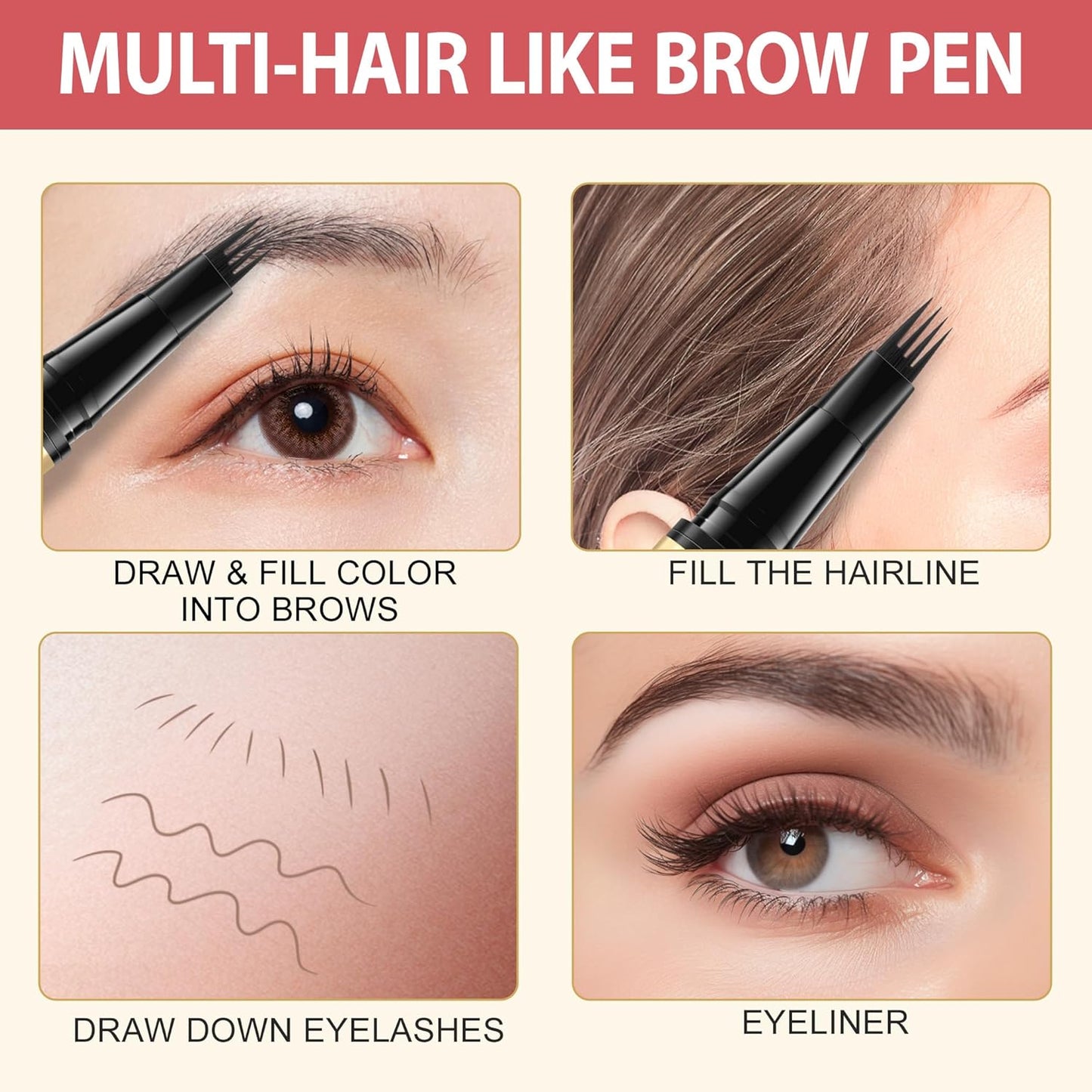 LAVONE Eyebrow Pen, 2-in-1 Eyebrow Pencils for Women with 4 Tip Microblading Eyebrow Pencil and Curved Precise Brow Pencil, Waterproof Eyebrow Pencil Create Full, Natural Hair-Like Brows, Dark Blonde