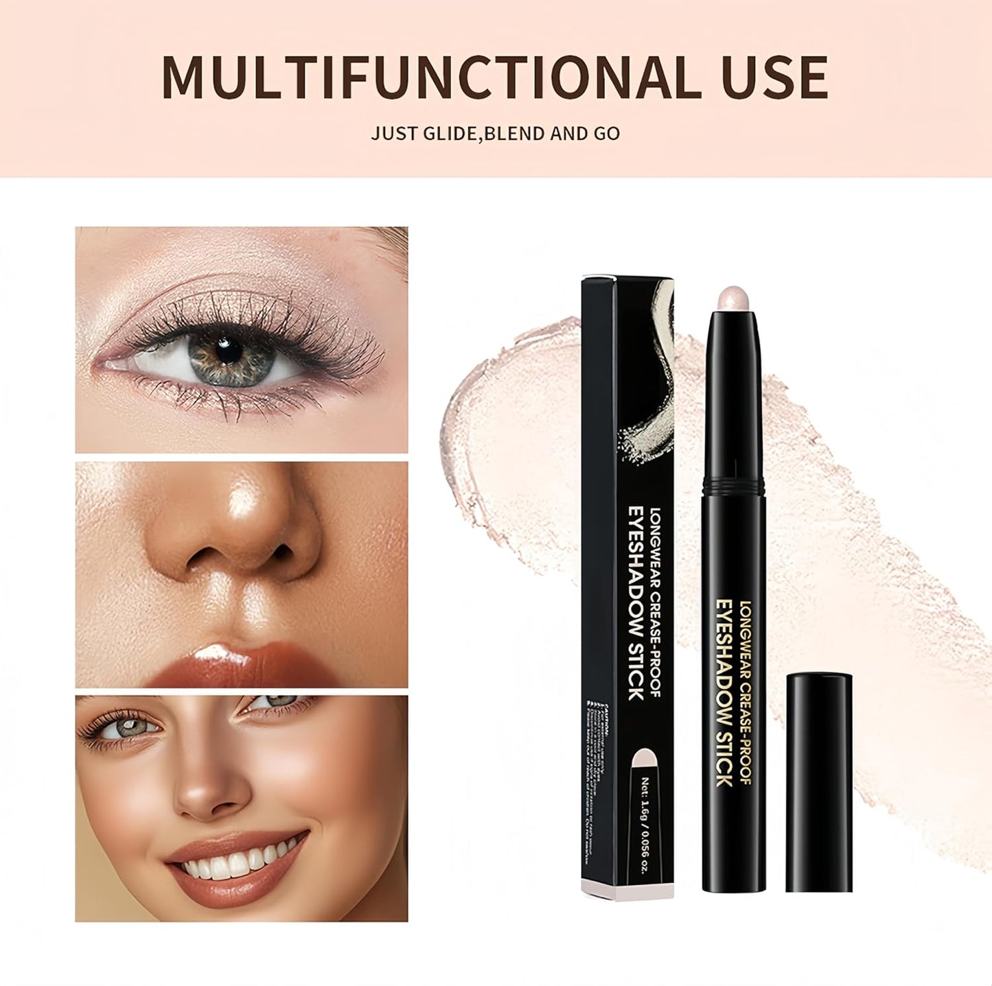 MAEPEOR 10 Colors Cream Eyeshadow Stick Silky Smooth Matte Shimmer Eyeshadow Pen Waterproof and Long Lasting Shadow Pencil for Girls and Women (Color 03)