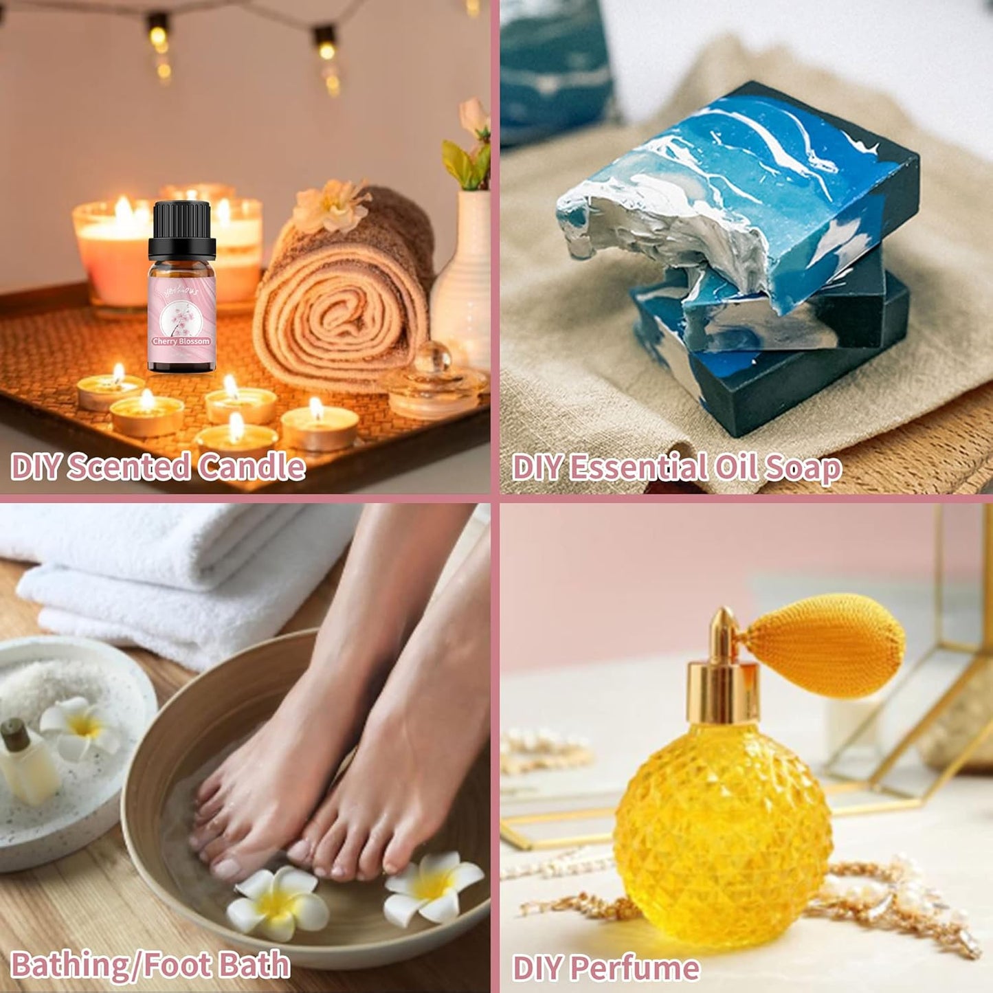 Yethious Cherry Blossom Essential Oil 10ML Set, Aromatherapy Oil for Diffuser, Fragrance, Soap Candle Making (2 Pack)