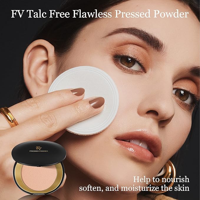 FV Talc-Free Medium Coverage Pressed Powder, Long-Lasting, Oil Control Matte Finish, Translucent Foundation Powder for Light, Medium & Tan Skin Tones, 0.28 Oz, Translucent