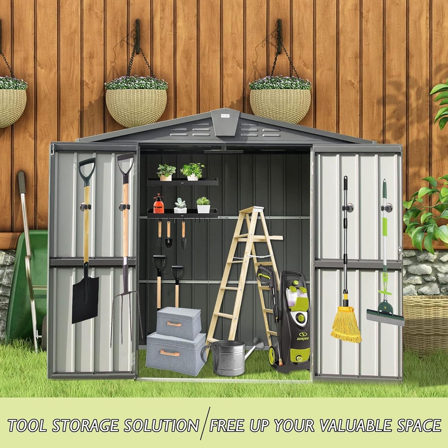 ULIBERMAGNET Magnetic Mop Broom Holder,Heavy Duty Movable Magnetic Tools Holder,2 Pack Anti-slip Magnet Mounted Utility Storage Shovel,Rake,Brush,Yard Tools in Kitchen,Laundry Room,Bathroom,House