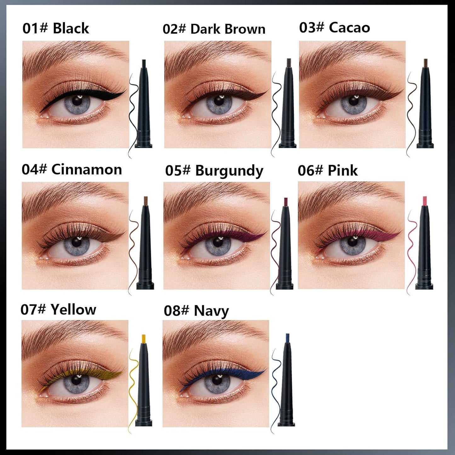 Witch's Pouch Gel Eyeliner Pencil Waterproof Smudge Proof, Long-Lasting Eye Liner, High-Intensity Colored Waterproof Eyeliner, Ultra-Smooth Korean Eye Pencil Eye Makeup (04 Cinnamon)