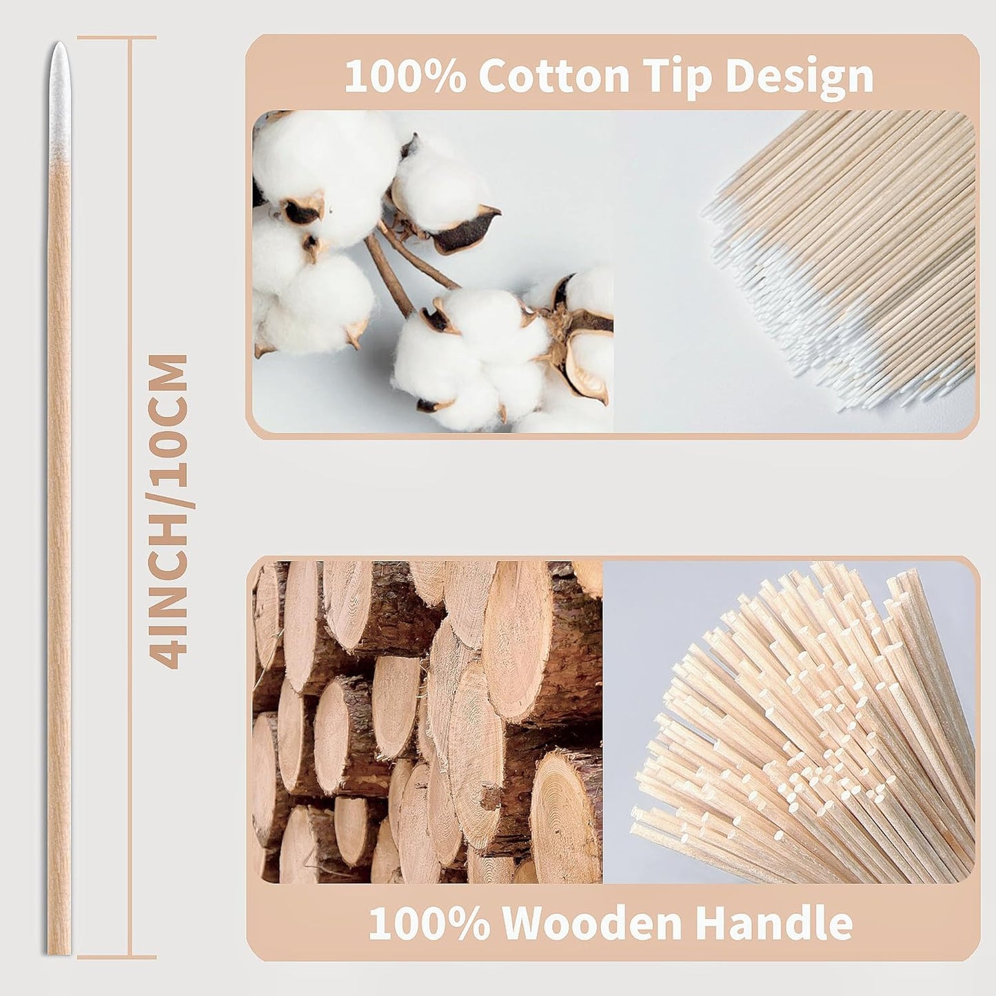 600PCS Pointed Cotton Swabs - Precision Tip Cotton Swabs - 4 Inch Microblading Cotton Swabs - Microblading Cotton Buds for Eyebrow Eyelash Extensions, Makeup, Nails, Tattoo Permanent Supplies, Craft