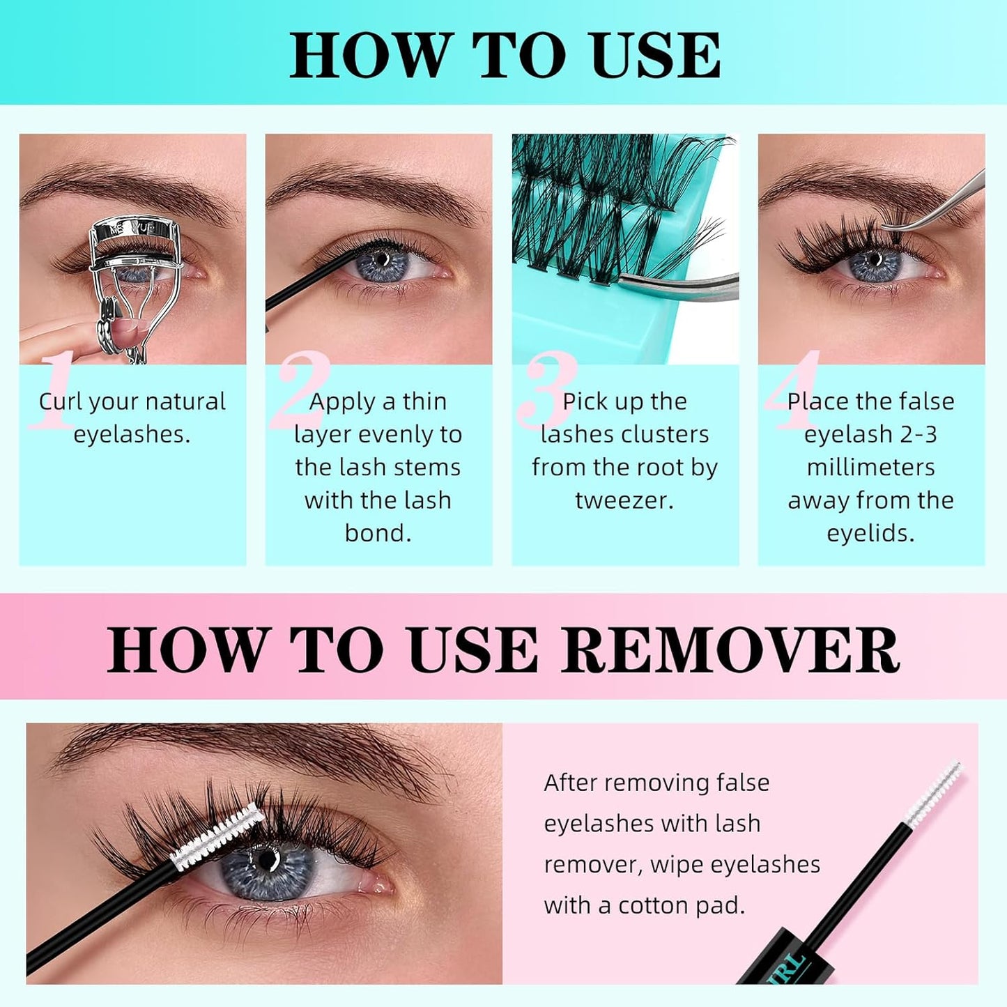 Lash Clusters Kit 200PCS 40D Eyelash Extension Kit D Curl Wispy Eyelash Clusters DIY Natural Individual Lashes Kits Lashes Extensions Kit with Lash Bond and Remover Eyelash Tweezer at Home