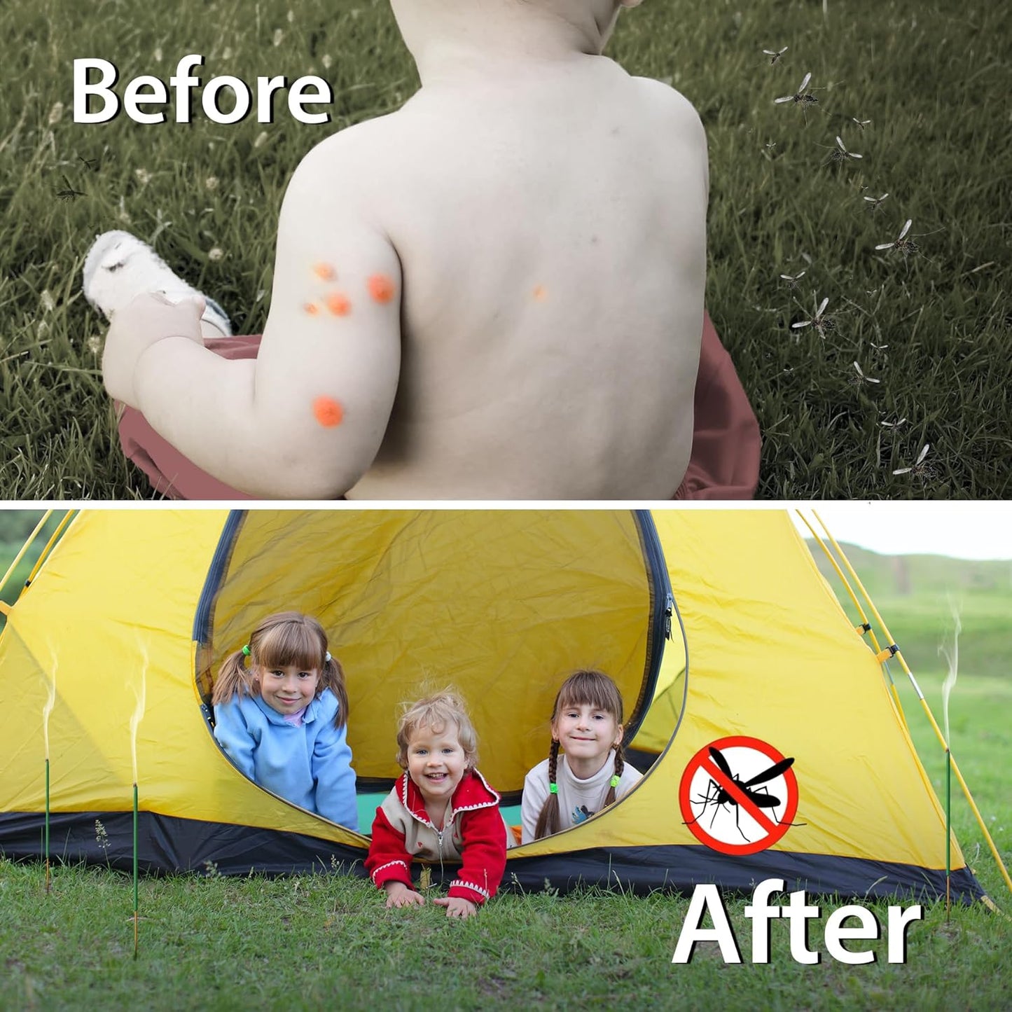 BugBai® Mosquito Repellent Outdoor Patio, 240 PCS Natural Plant-Based Citronella Oil Incense Sticks Indoor Home Pet Family Safe, DEET Free Bug Insect Control Repellent for Yard Garden Camping Fishing