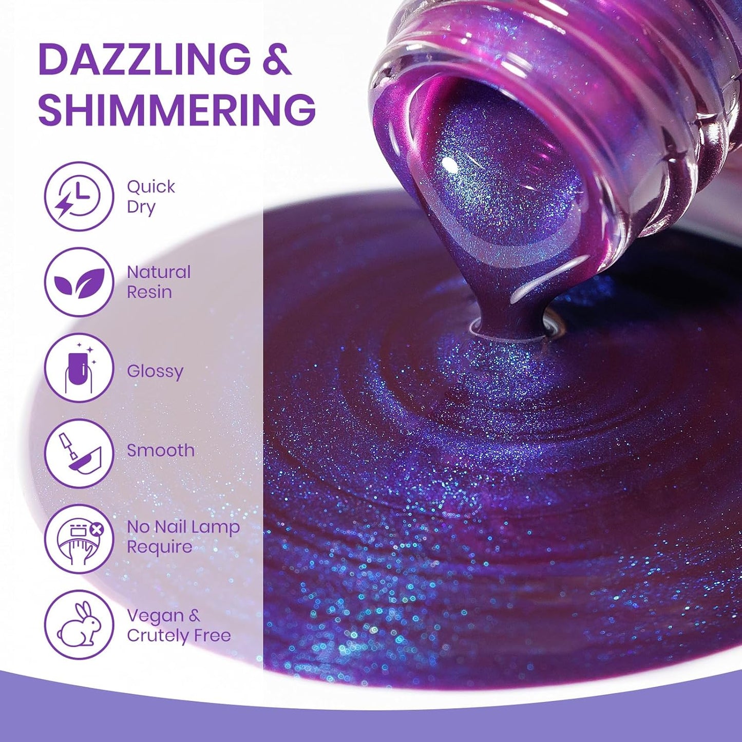 Purple Quick Dry Magnetic Nail Polish Non Gel Cat Eye Nail Polish for Fingernail Air Drying Fast Lacquer Manicure Gift For Women Girls 16ml, 0.54fl oz