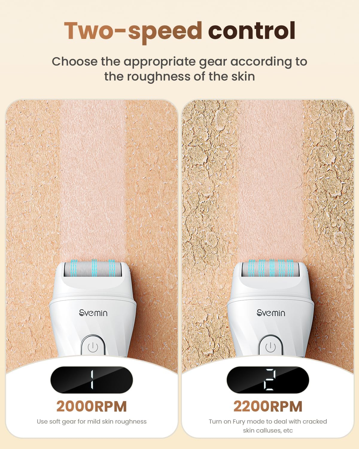 Electric Callus Remover for Feet - 2-Speed Rechargeable Pedicure Kit with 3 Rollers, IPX4 Waterproof Foot Scrubber & Digital Display | Professional Dead Skin & Callus Remover for Women/Men