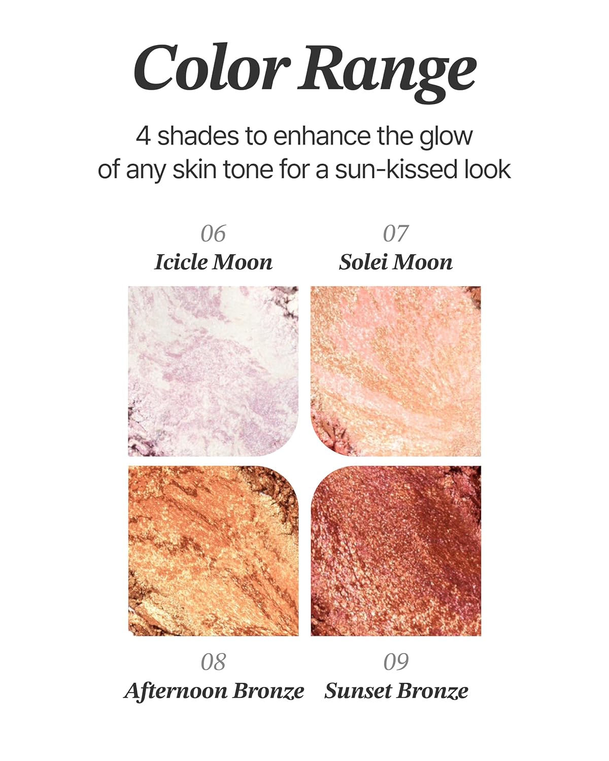 Glint Marble Highlighter (Afternoon Bronze, 0.08oz) - Korean Makeup. Inspired Baked for Smooth, Radiant Glow, Long-Lasting Wear. Enriched with Micro Pearl Particles