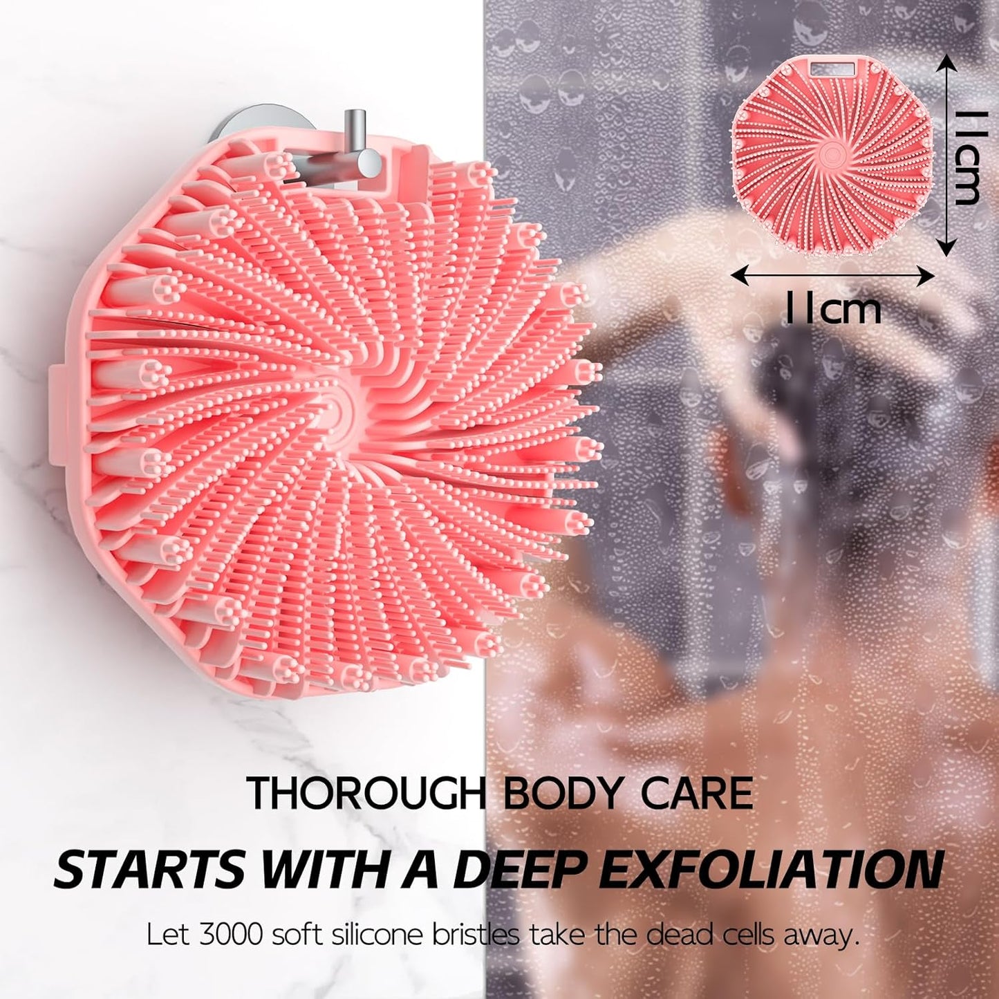 Silicone Body Scrubber 2 Counts, Exfoliating Body Wash Scrubbers Exfoliator, Shower Body Brush for Effective Showering Exfoliation and Gentle Massage (Black+Pink)