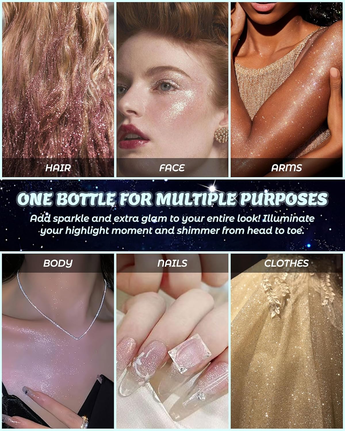 Glitter Air Cushion Highlighter Powder - 3D Contour & Brighten Face, Eyes, Body, Hair | Pearlescent Patting Powder Create a Shimmering Look | Easy-Use & Perfect for Daily & Special Occasions