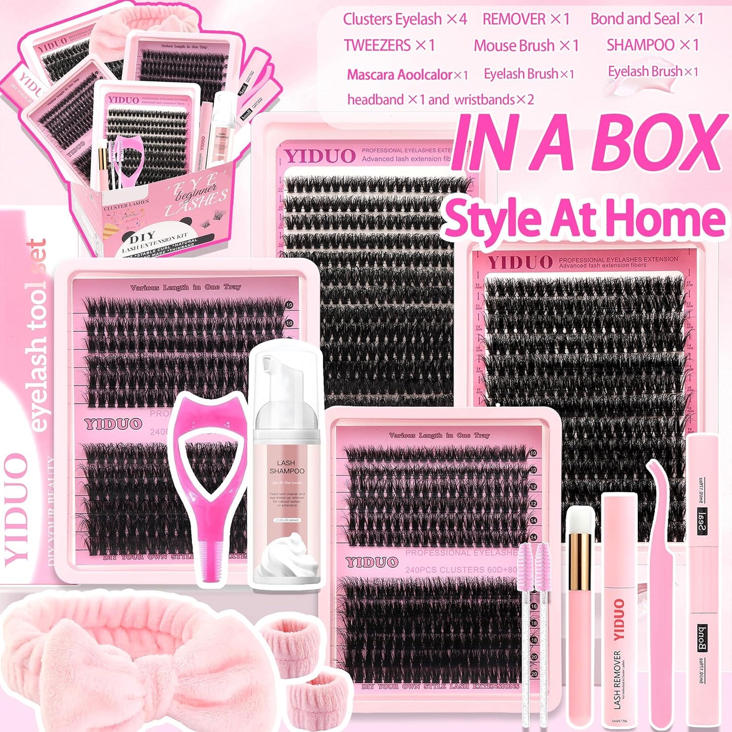 994Pcs Bulk Packs Lashes Clusters Kit Volume False Eyelash Extensions D Curl Wispy Individual Fake Eyelashes, Volume Studio Effect, Wholesale Large Pack with Glue&Seal|Tweezers|Removers|Cleanser