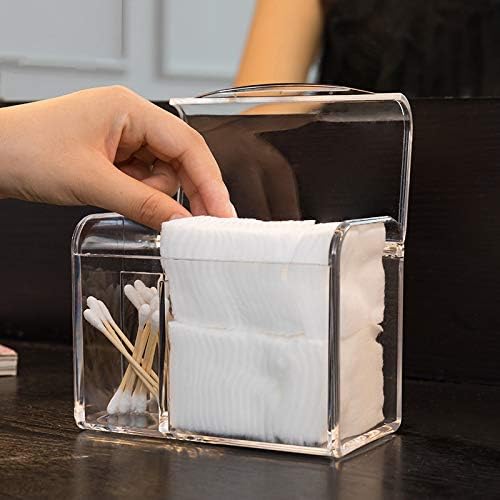 Sooyee Qtip Holder Dispenser for Cotton Ball, Swab, Round Pads, Floss,3 Compartment Plastic Apothecary Jars,Bathroom Organization ,Vanity Organizers and Storage,Clear
