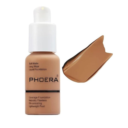 PHOERA Foundation, Flawless Soft Matte Liquid Foundation Makeup for Women. (107# Hone)