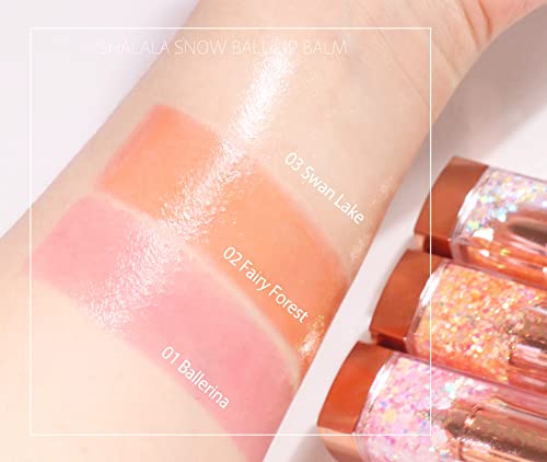 [SET] CORINGCO Sparkle Cute Color Changing Lip Balm｜ Colored Lip Cream Lip Gloss, Glitter Lip Care Lip Pack Birthday Gift Glitter Gift Sequin Shiny Spangle Lipbalm (#02 Fairy Forest)