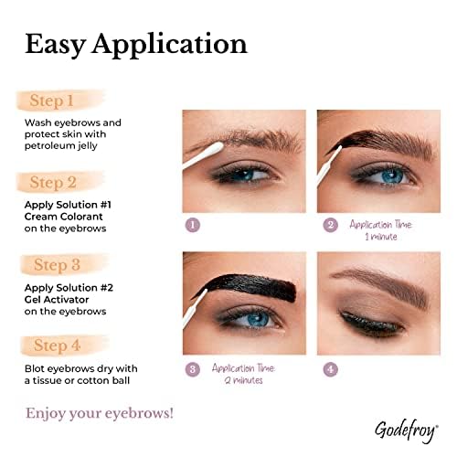 Godefroy Fast Acting Temporary Instant Brow Color, 3 Applications Per Package, Salon Quality Results, Medium Brown