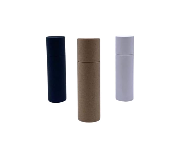 GreenWay 0.3oz / 8.5g Kraft Paperboard Lip Balm Tubes with Lids - 25 Pack Lip Gloss Tubes Refillable DIY Cosmetic Containers - Lip Balm Containers Chapstick Tubes Empty Holder Tubes - Black
