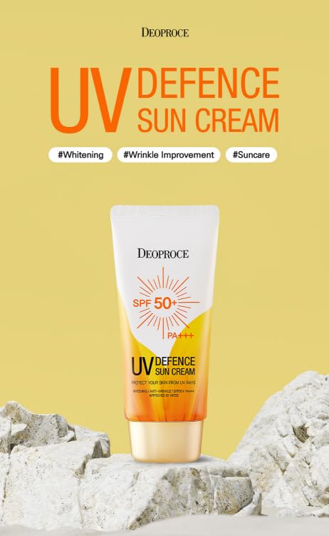 DEOPROCE UV DEFENCE SUN PROTECTOR SPF50+ PA+++ | 3-in-1 Sunscreen, Makeup Base & Tone Corrector | Lightweight, Non-Greasy Formula (70g / 2.47oz)
