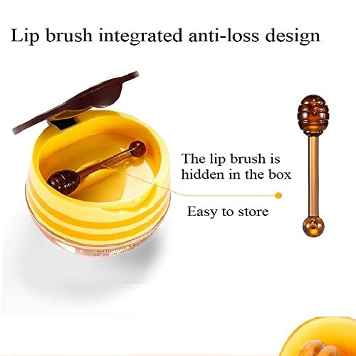 2PCS Honey Balm Lip Balm, Lip Masks for Dry and Cracked Lips with Brush, Lip Exfoliator & Moisturizer, Reduces Lips Lines & Lightens Lips, Anti-Wrinkle, Aging