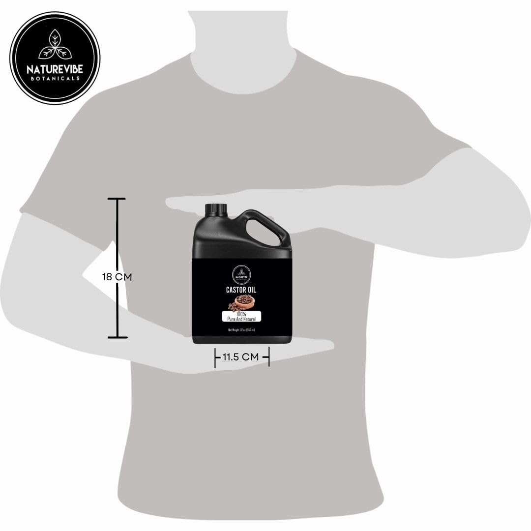 Naturevibe Botanicals Castor Oil 32 Ounces | 100% Pure and Natural | Great for Skin Care and Hair Care | Hexane Free Unrefined Oil for Enhanced Eyebrows and Eyelashes 32 Fl Oz | 946ml