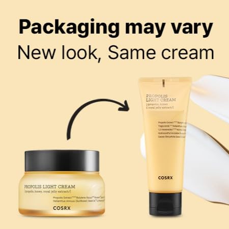 COSRX Full Fit Propolis Light Cream, 2.19 Fl.oz / 65ml, Propolis 64.5%, Hydrating Daily Day and Night Moisturiser, Korean Skin Care, Not Tested on Animals, Paraben Free
