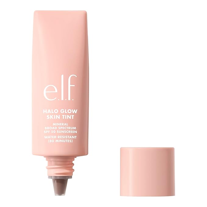 e.l.f. Halo Glow Skin Tint SPF 50, Tinted Moisturizer For Light, Buildable Coverage, Creates A Natural Glow, Vegan & Cruelty-Free, 17 Rich Warm