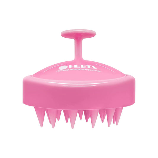 HEETA Scalp Massager Hair Growth, Soft Silicone Scalp Scrubber Shampoo Brush for Exfoliation, Dandruff Removal Head Massage Stress Relax, Wet & Dry Use for Thick Thin Curly Hair Care, Cherry Pink