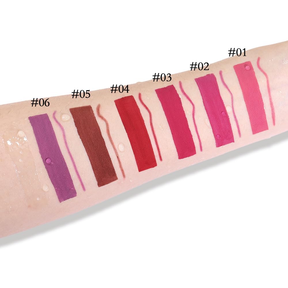 evpct 2Pcs Rose Red Matte Lip Liner and Lipstick Lip Gloss Pencils Makeup Set Kit for Women Long Lasting Waterproof