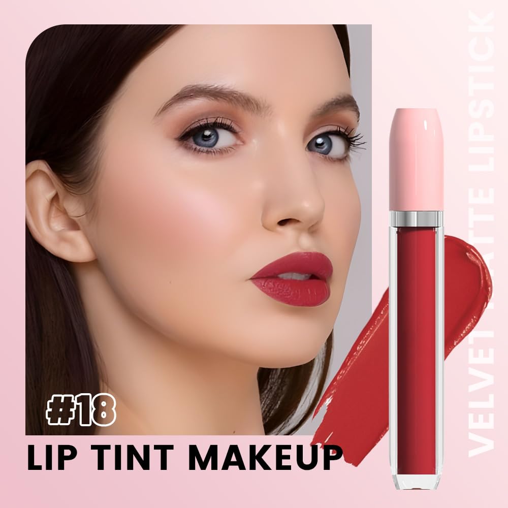 BINGBRUSH Super Matte Longwear No-Budge Stay On Smudge Proof Liquid Lipstick Long Lasting Makeup for Women,Highly Pigmented Color and Instant Shine, Cheeky