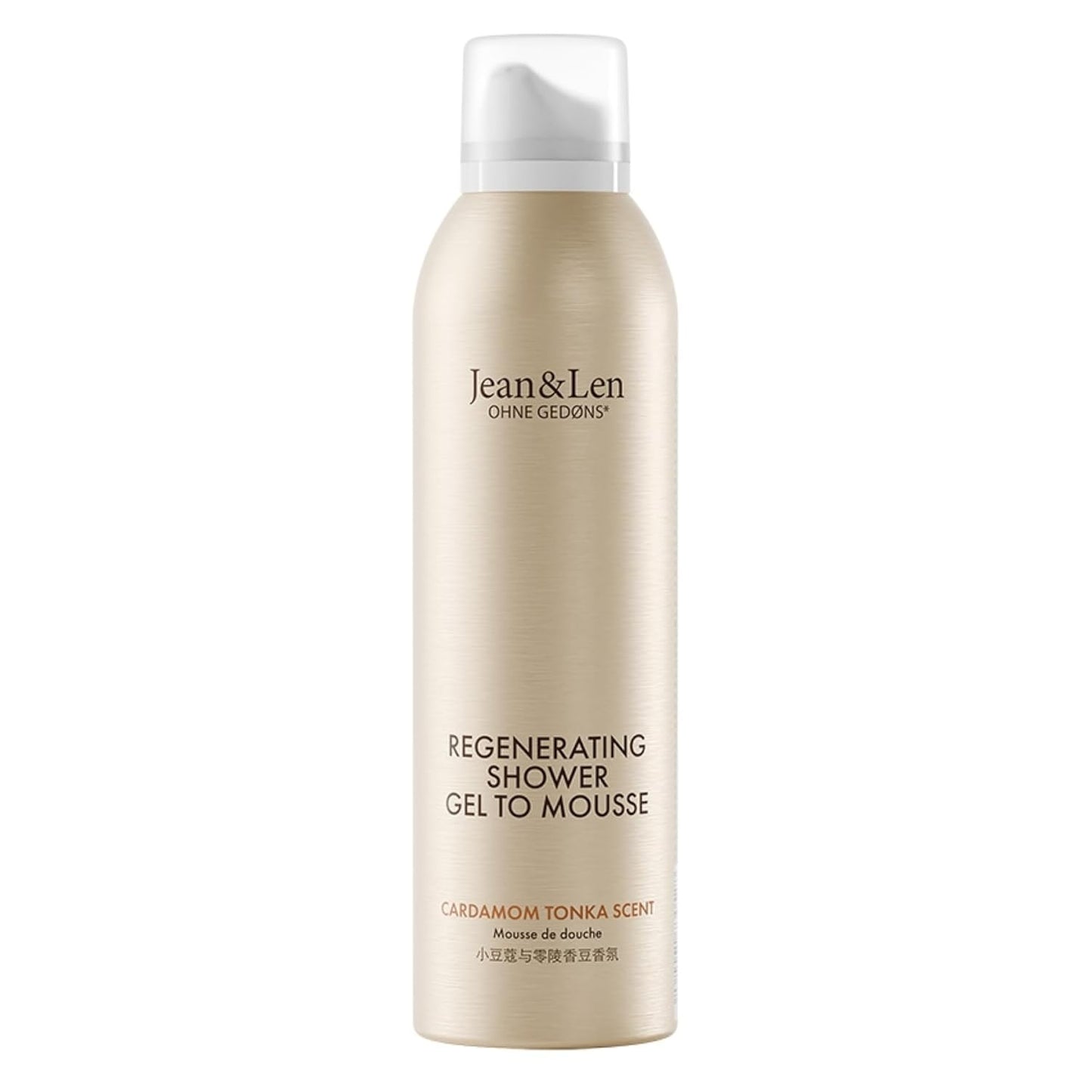 Jean & Len Shower Soufflé Cardamom & Tonka, almond, jojoba and babussa oil, for a fragrant cleansing experience, for normal to dry skin, shower foam, without parabens & silicones, vegan, 6.76 Fl. Oz.