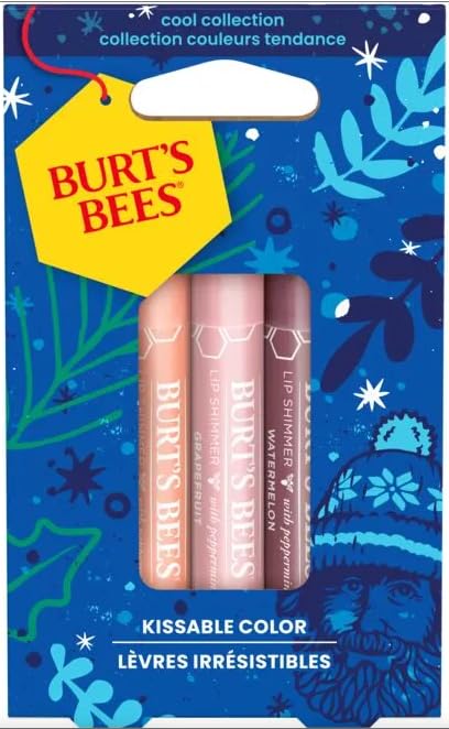 Burts Bees Kissable Colo, Apricot, Grapefruit, Watermelon Lip Shimmer Gift Set of 3 x 0.09 oz (2.55g) - 1 Count