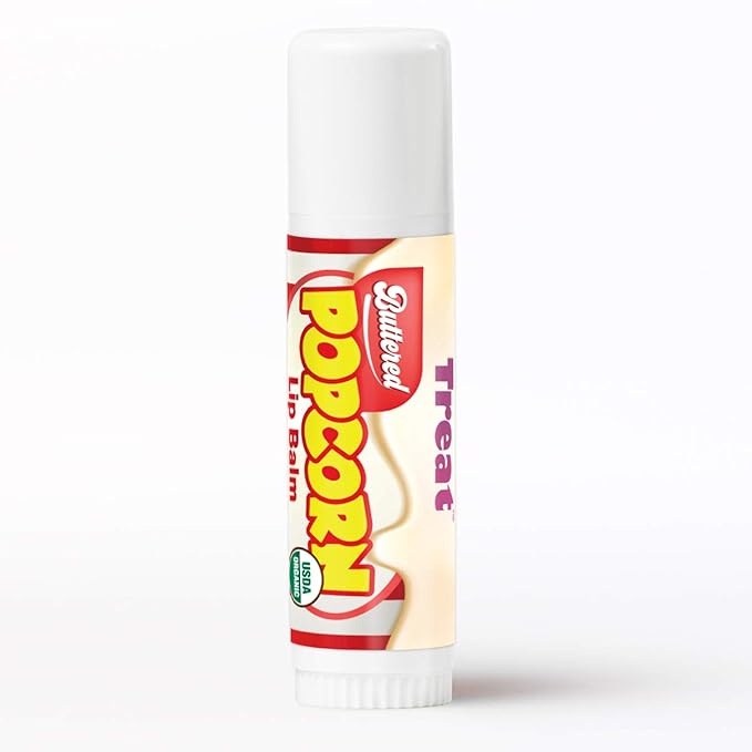 TREAT Jumbo Lip Balm, Organic & Cruelty Free (.50 OZ) (BUTTERED POPCORN BALM)